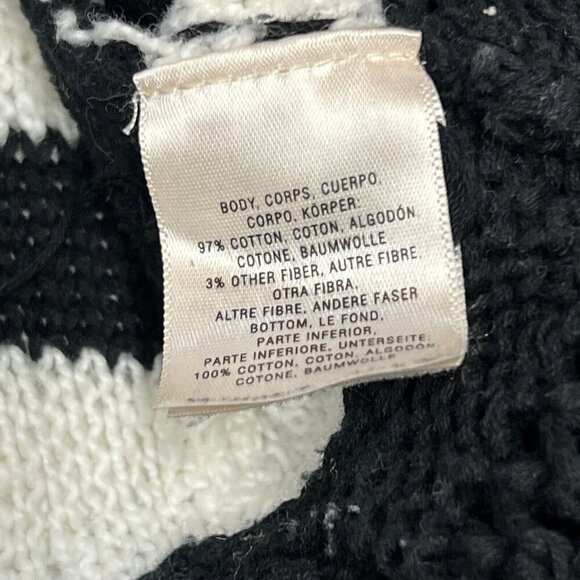 Anthropologie S Knitted and Knotted Black White Striped Chunky Knit Sweater Long - Picture 8 of 8